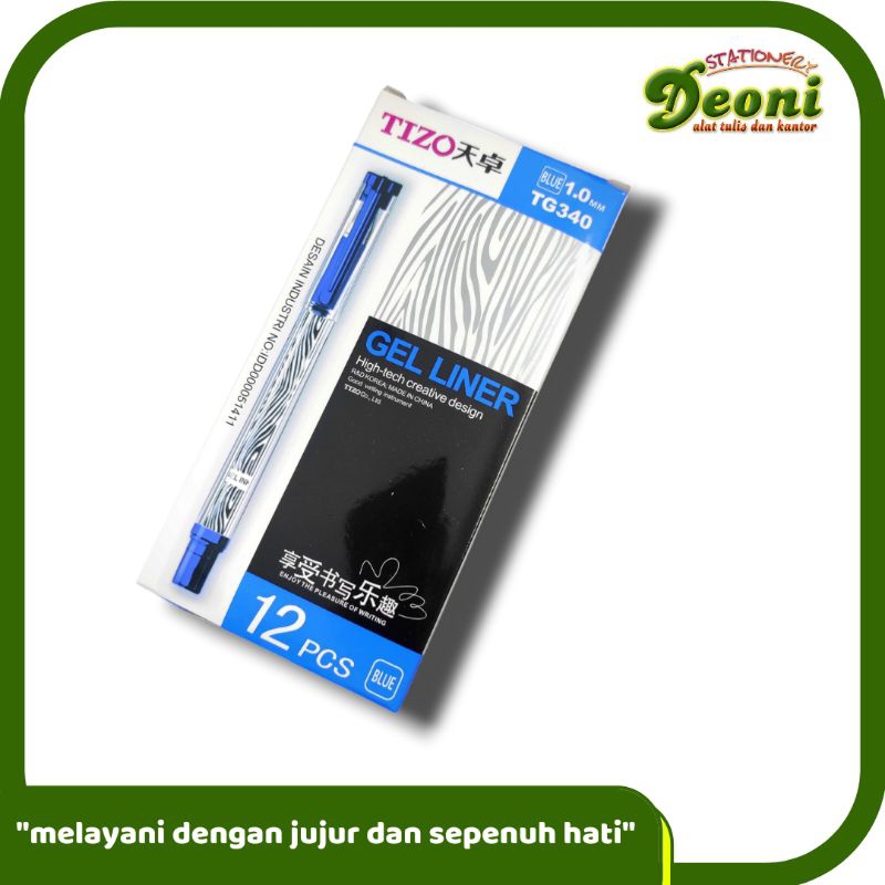 

Tizzo Pulpen Bolpen Pena Gel Pen TG-340 Biru 1.0mm ( 1pcs / satuan)