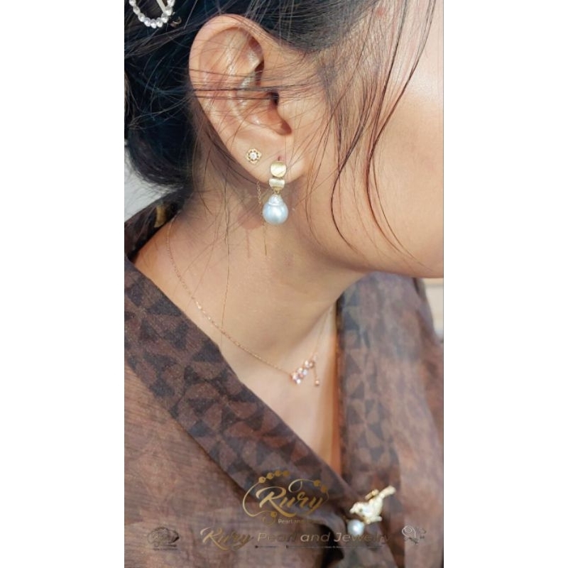 Anting gold mutiara gantung