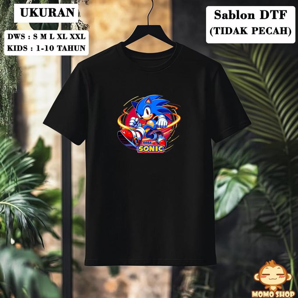 C03651 KAOS DISTRO SEGA SONIC / T-SHIRT KEKINIAN / KAOS UNISEX SABLON DTF