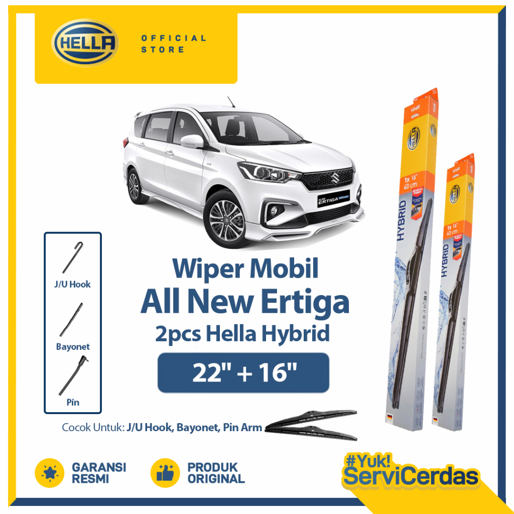 Wiper Mobil SUZUKI All New Ertiga 2019 - ON 22” + 16” (2pcs) - HELLA Hybrid