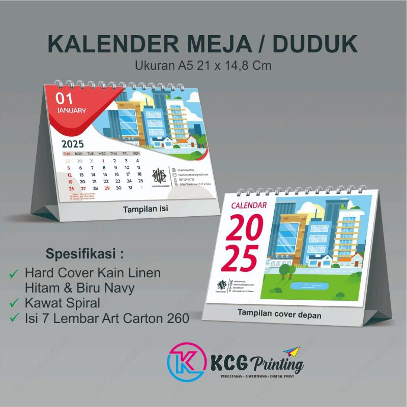 

kalender meja | kalender duduk ukuran A5, 21 x 14,8 cm | bisa satuan