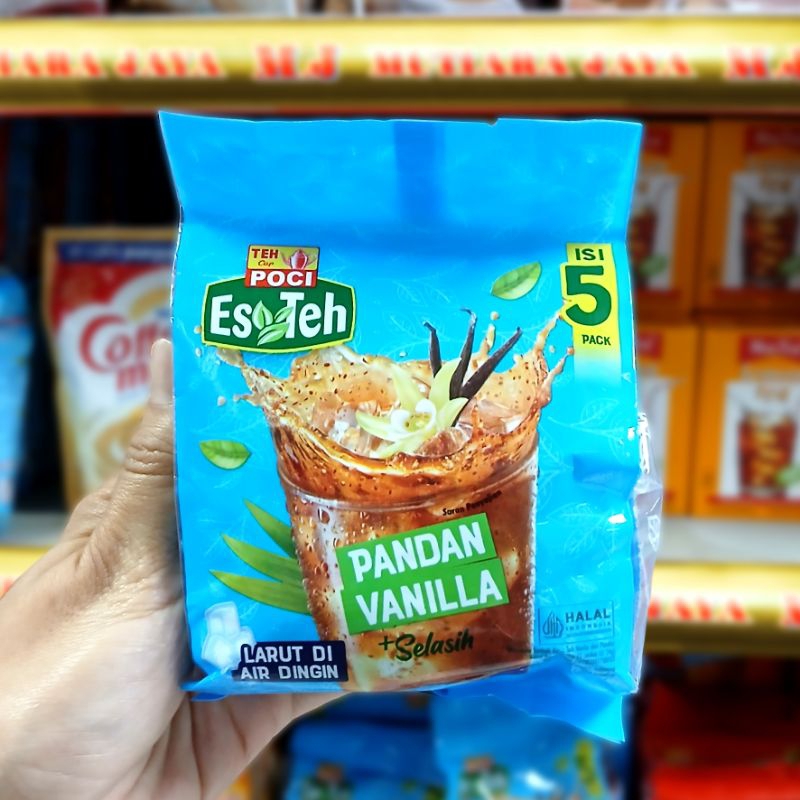 

Es Teh Poci Teh Pandan Vanilla Selasih & Gula Aren 1 pack (isi 5 sachet)