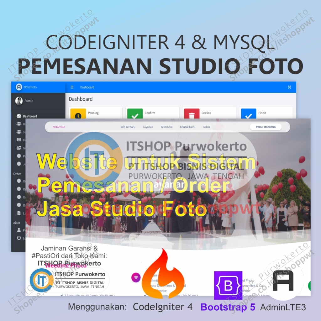 Source Code Aplikasi Web Pemesanan Order Studio Foto dengan Codeigniter 4 CI4 MySQL