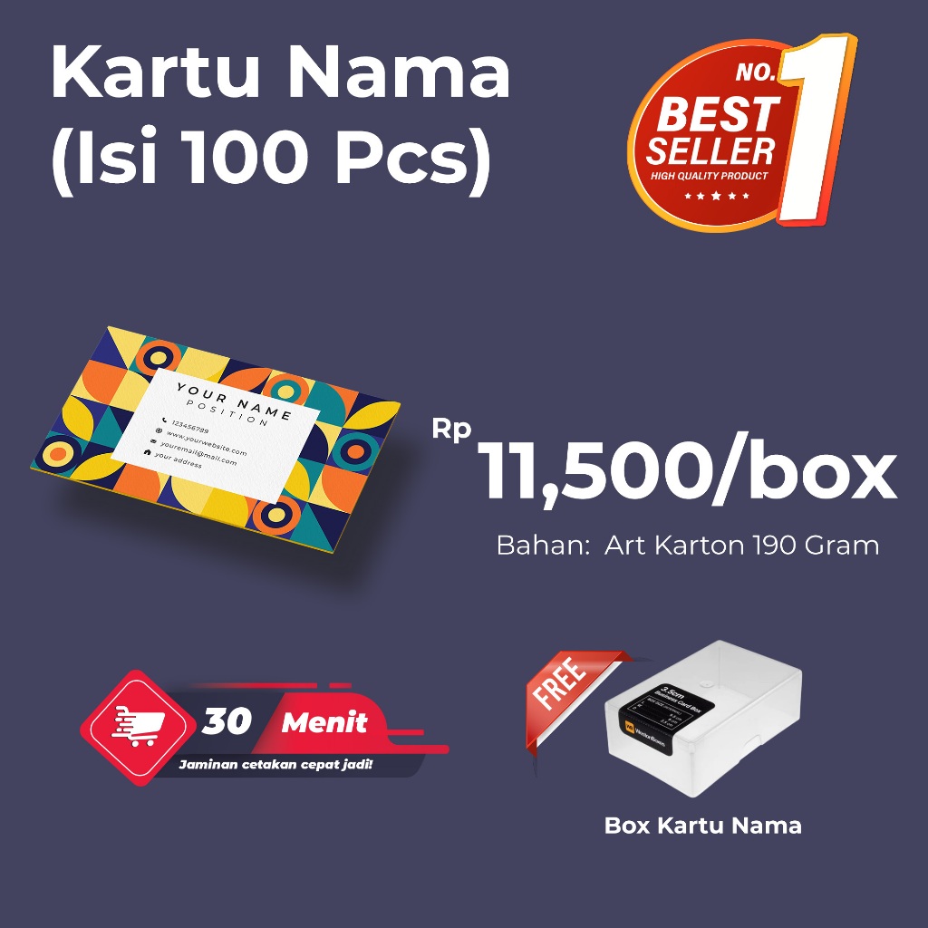 

Cetak Kartu Nama Super Tebal 100pcs [Sehari jadi] [Gratis Box]