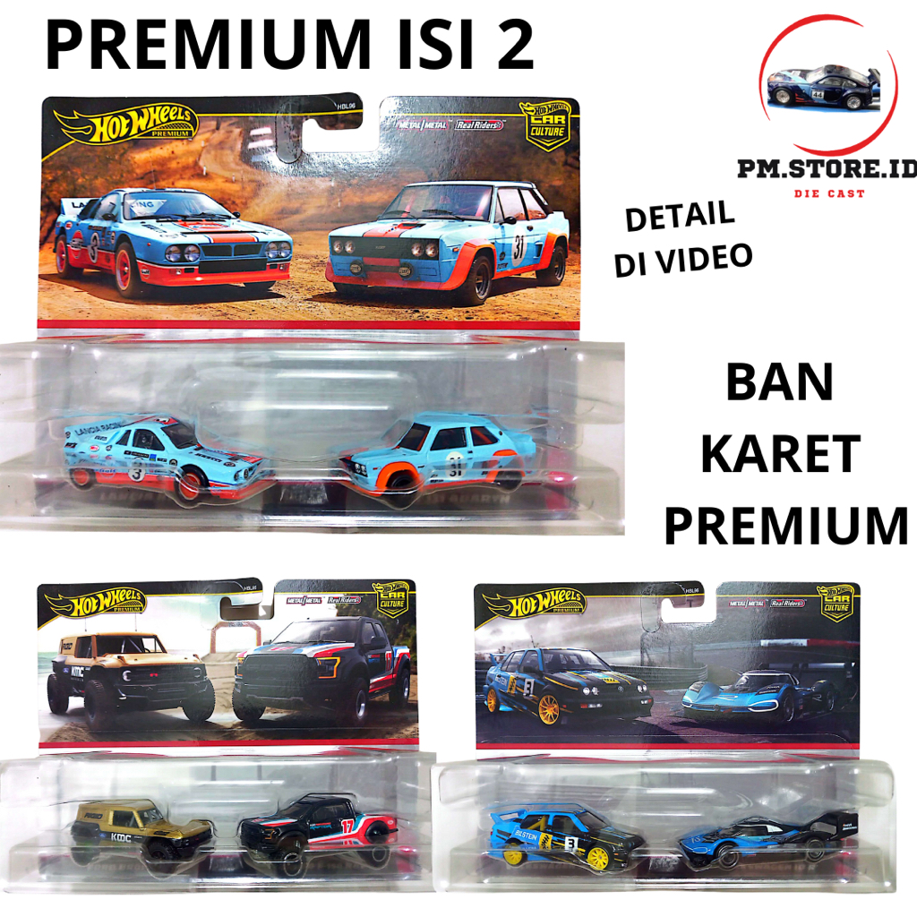 Hot wheels premium car culture two pack fiat gulf ford bronco raptor volswagen