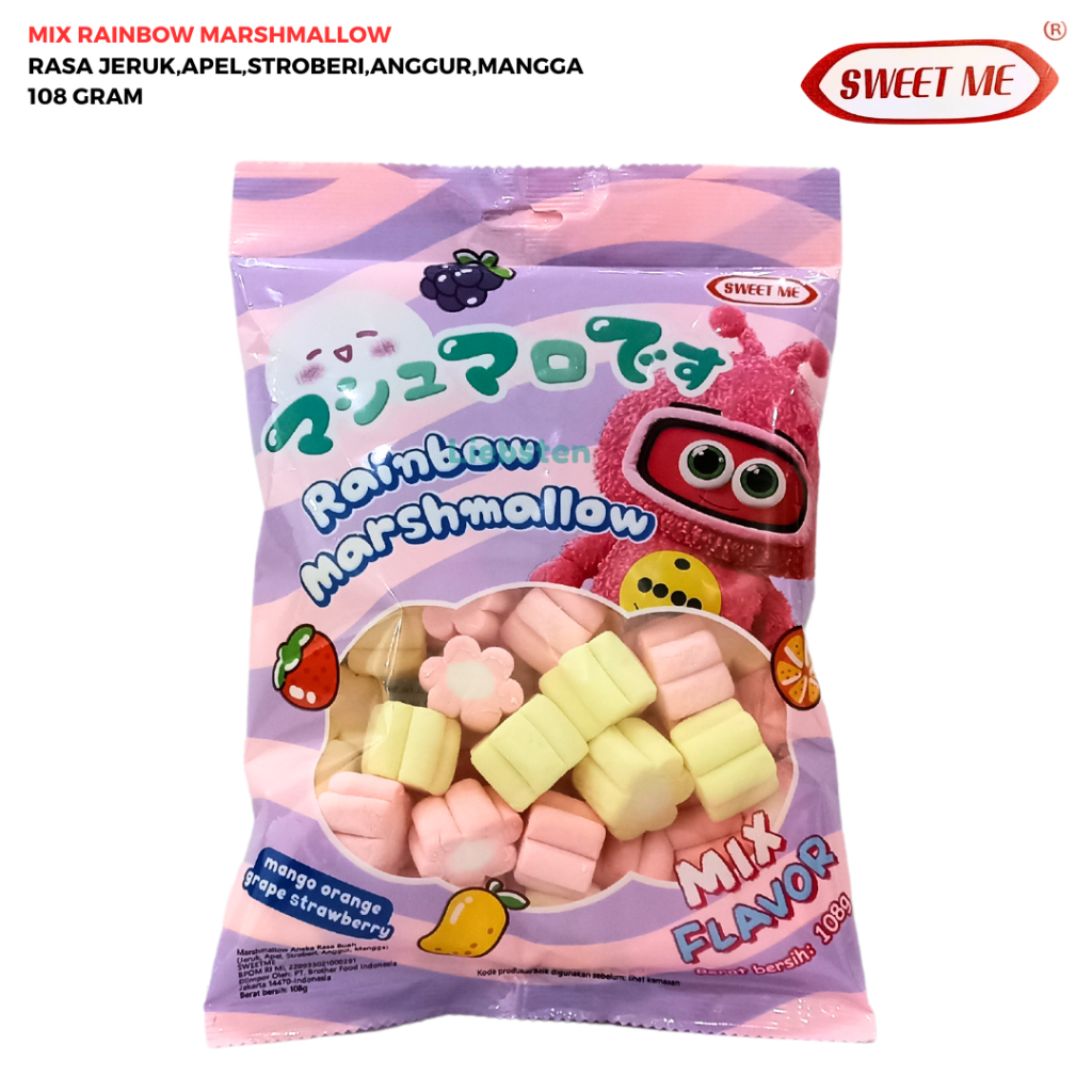 

Sweet Me Rainbow Marshmallow Mix Aneka Rasa Buah 108 Gr