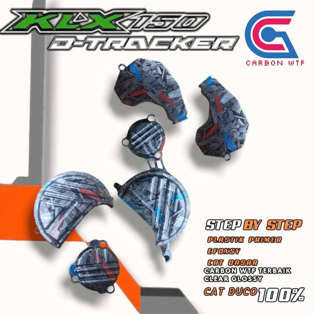 EXTRA HEMAT PAKET "2PCS" CARBON FORGED WARNA TUTUP MESIN KLX 150 DTRACKER COVER MESIN D TRACKER KLX 