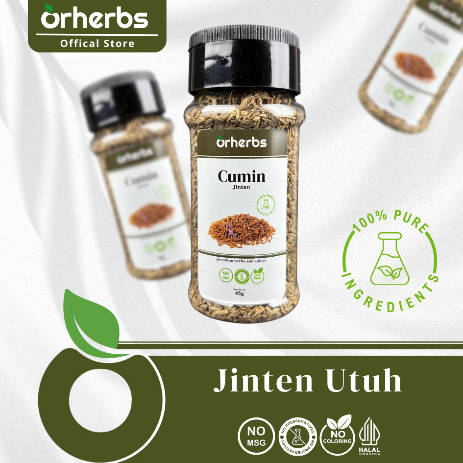 

Orherbs Jinten Utuh Non MSG 45gr | Bubuk Rempah | Cumin 100% Murni Halal