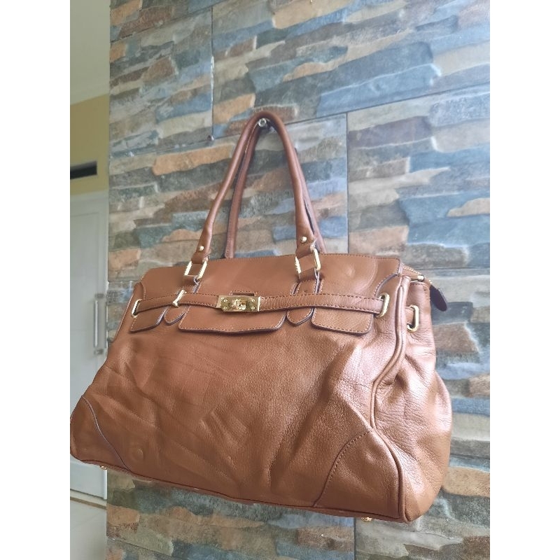 Totebag Cokelat SISLEY - TAS PRELOVED BRANDED ORIGINAL