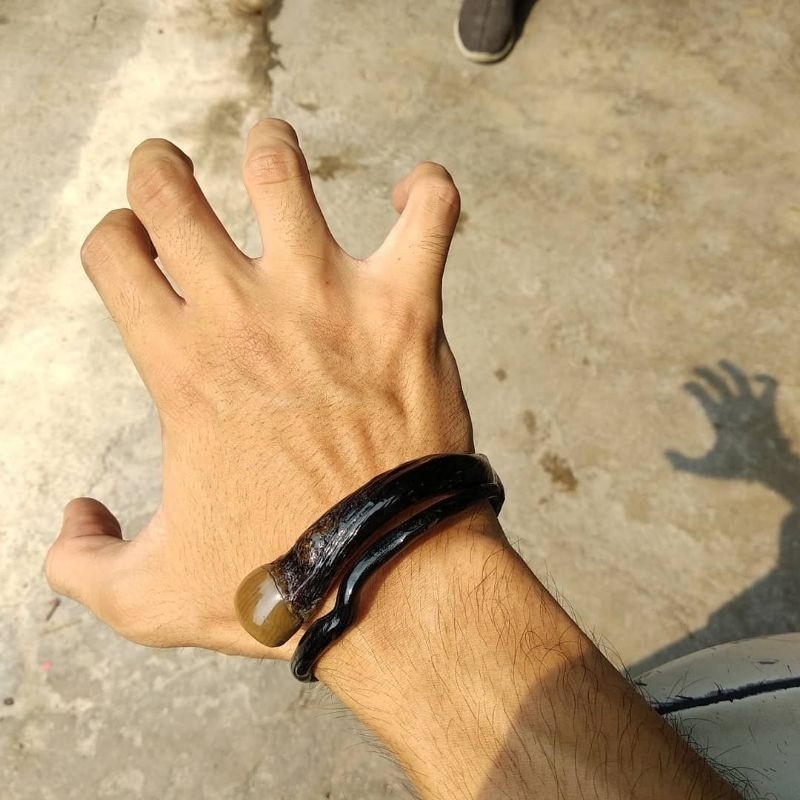 HG-Gelang Akar Bahar Hitam Bonggol Asli Lentur Size Kantoran
