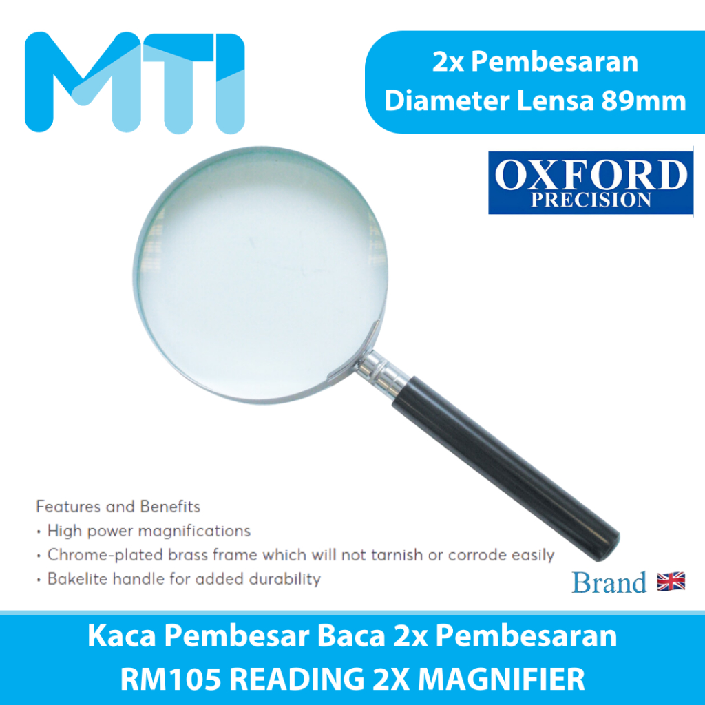 

OXFORD RM105 Kaca Pembesar Baca 2x Pembesaran Diameter 89mm Reading 2X Magnifier