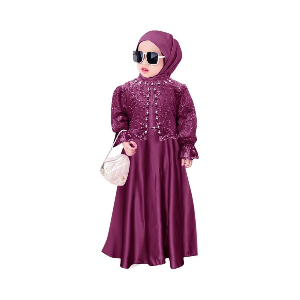 nadira- gamis baju gaun anak brokat perempuan tile mutiara premium velvet 2 3 4 5 6 7 8 9 10 11 tahu