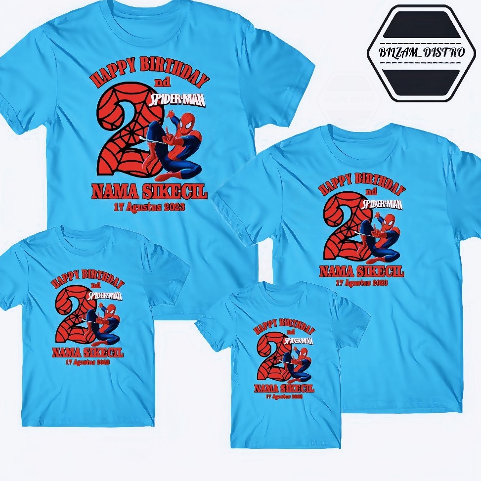 Kaos ulang tahun spiderman baju kaos ultah anak kaos nama anak