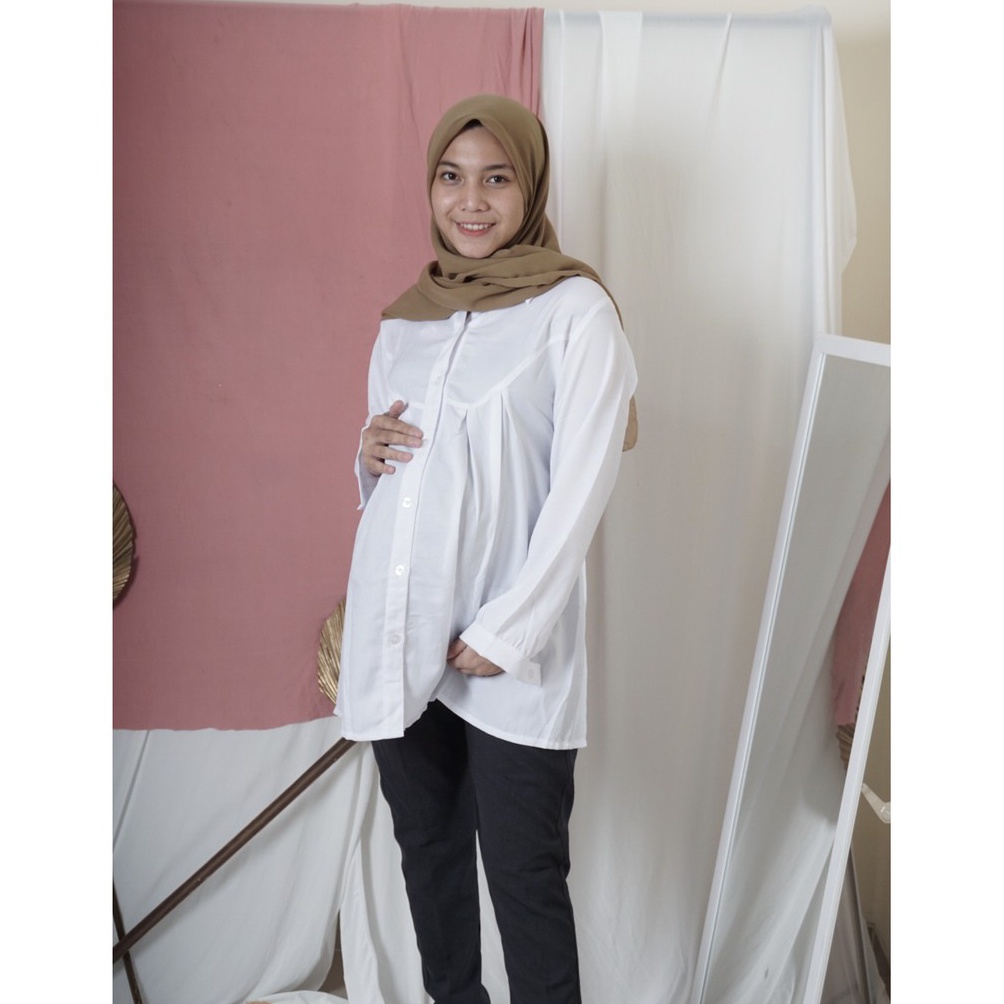 KODE C43E NAKITA Baju Hamil PutihBaju Hamil MenyusuiBaju Hamil Kerja Promo 1111