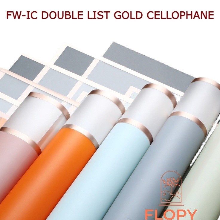 

Model Ekonomis 5 pcs FWIC Double List Gold Cellophane kertas bunga tissue bunga FWIC