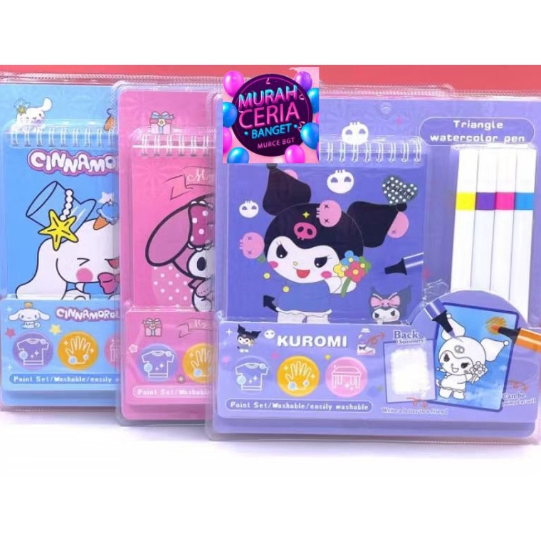 

Super Ulasan sdb13 Sanrio Painting Set Buku Gambar Pensil Warna Kuromi Melody Paint Set Coloring Book Kids
