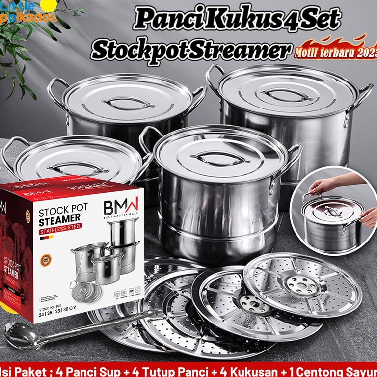 Ready Irit Gratis ongkiBMW Original Pot Steamer 4 Set Panci Kukus 4 SetPanci Dandang Stainless Steel