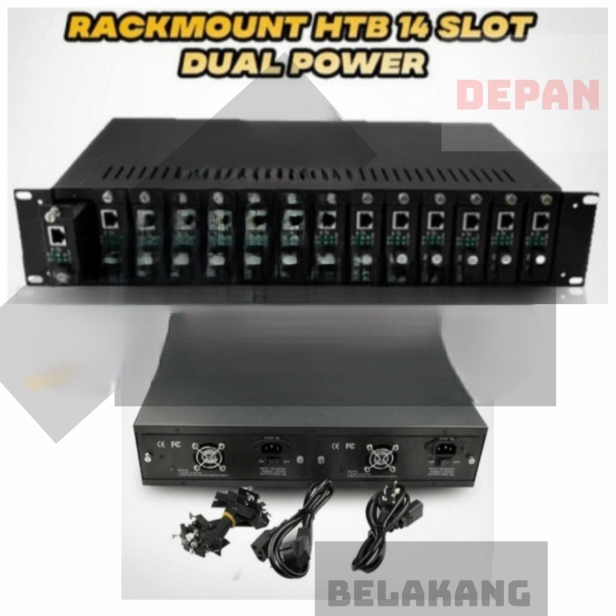 Mount Rack Media Converter HTB 2U 14 Slot Dua Power Supply