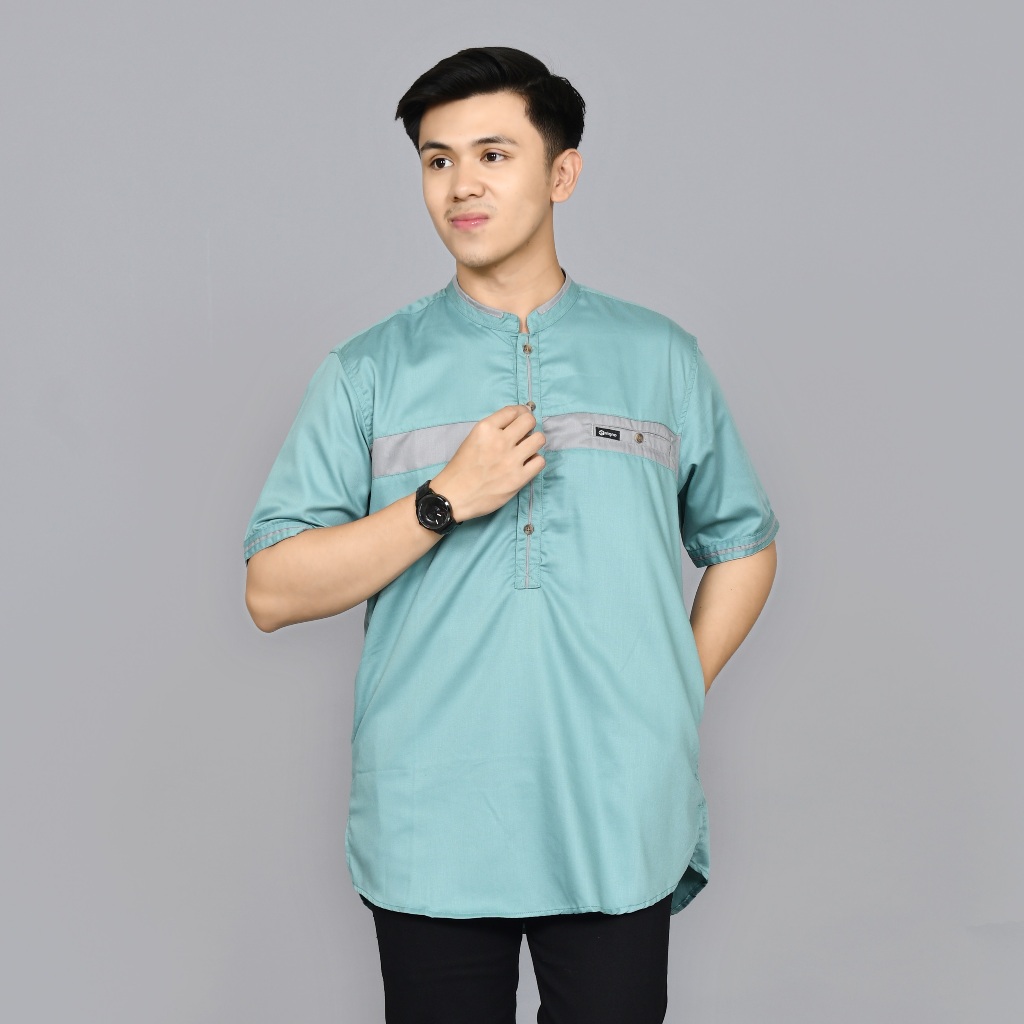 Eniqno - Baju Koko Osaf Lengan Pendek - Hijau Wardah