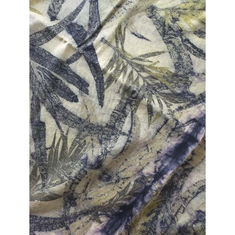 kain linen ecoprint batik warna alam motif cetak daun asli original