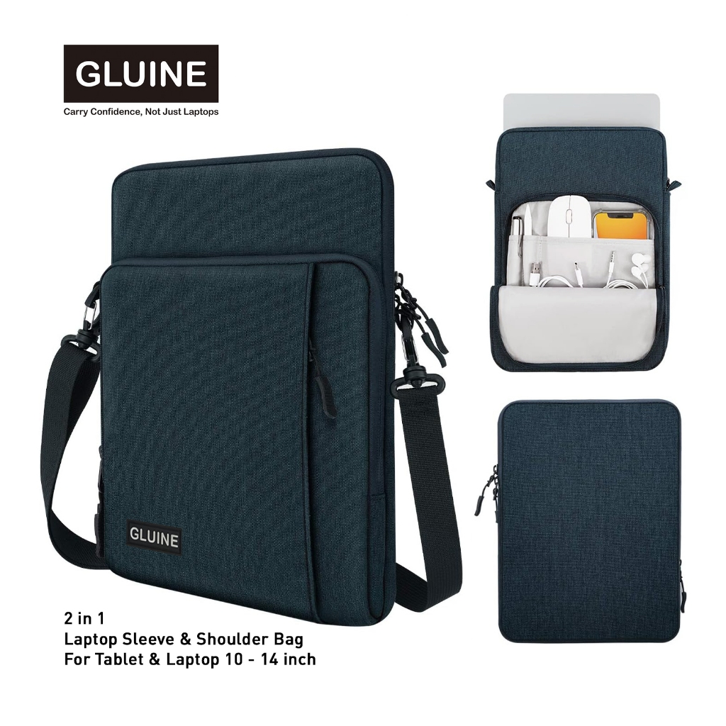 GLUINE 9368 Tas Laptop Tablet 14 Utility Laptop Tablet Sleeve With Shoulder Belt For Men And Women