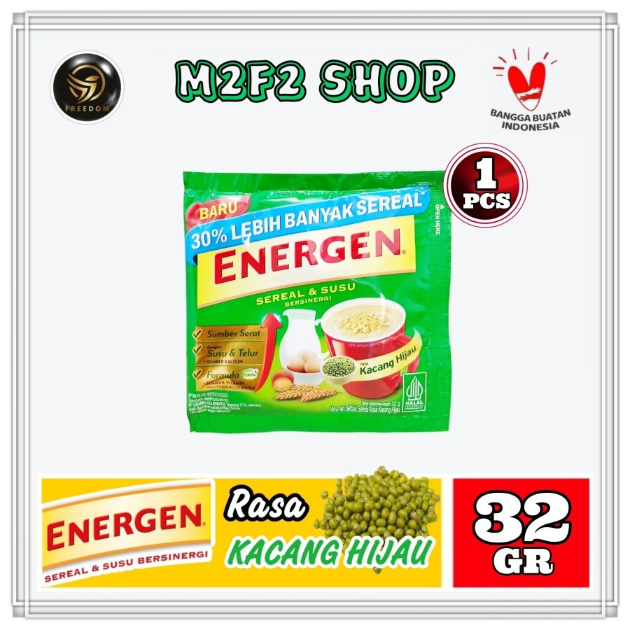 

Energen Sereal dan Susu Bersinergi Kacang Hijau Sachet - 32 gr (Kemasan Satuan)