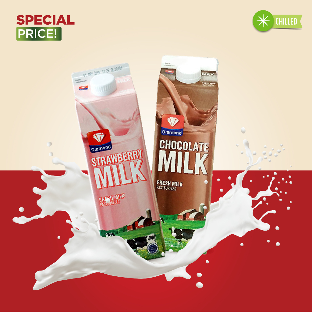 

PROMO DIAMOND FRESH MILK CHOCOLATE DAN STRAWBERRY 946 ML @1 PCS