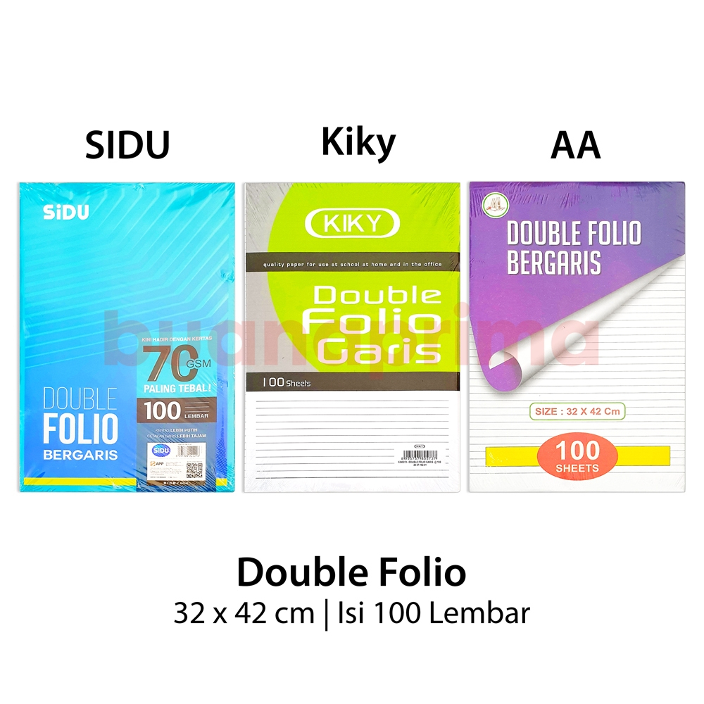 

Double Folio Sidu Kiky AA 70 gram isi 100 Lembar Kertas Bergaris Sinar Dunia Kiki