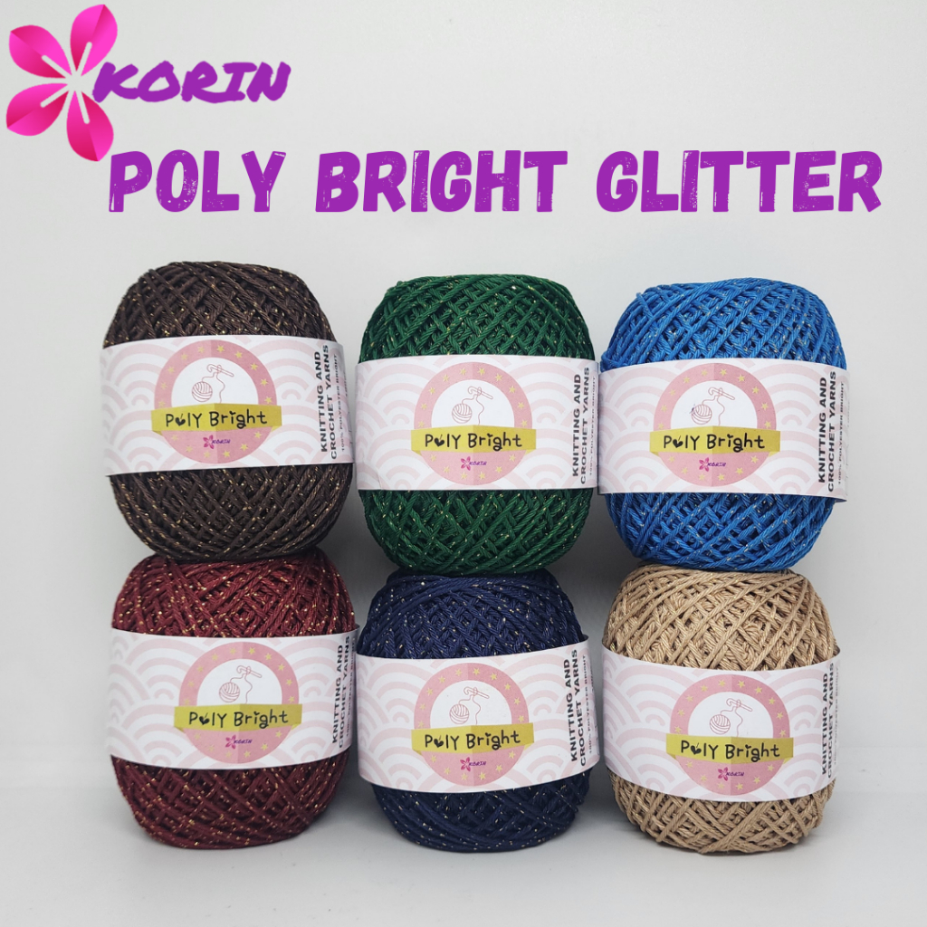 [100gr] Benang Rajut POLY BRIGHT GLITTER / Poly BLINK / Polyester / Benang Rajut Poli Kilap Glitter 