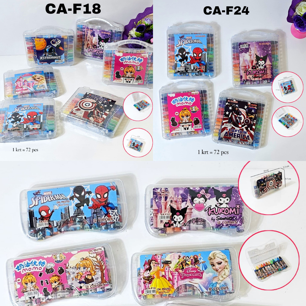 

Crayon Oil Dry Patel Fancy 18 Warna 24 Warna CA-F Krayon Box Plastik Jinjing Karakter Kartun Fancy