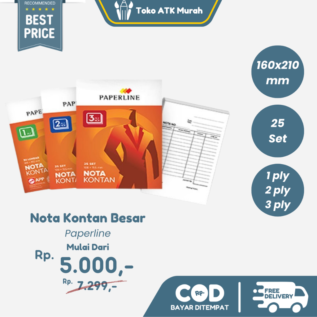 

Buku Nota Kontan Besar Paperline Ukuran 1ply / 2ply / 3ply Rangkap 50 25 Lembar (NK B1 B2 B3 NCR)