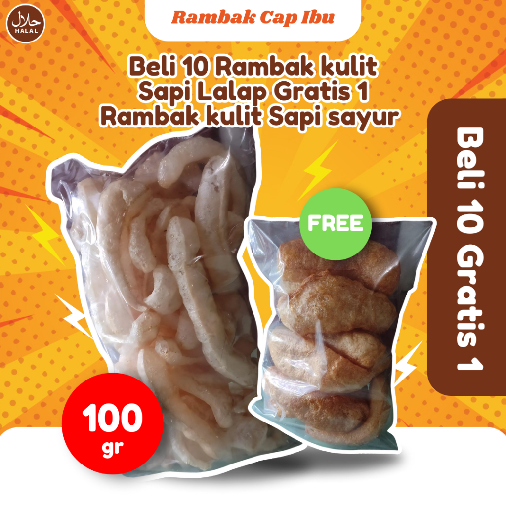 

Rambak Kerupuk Kulit Sapi Lalap 10pcs Siap Makan Krupuk Lauk Cap Ibu Gratis 1 Krupuk Sayur 100g