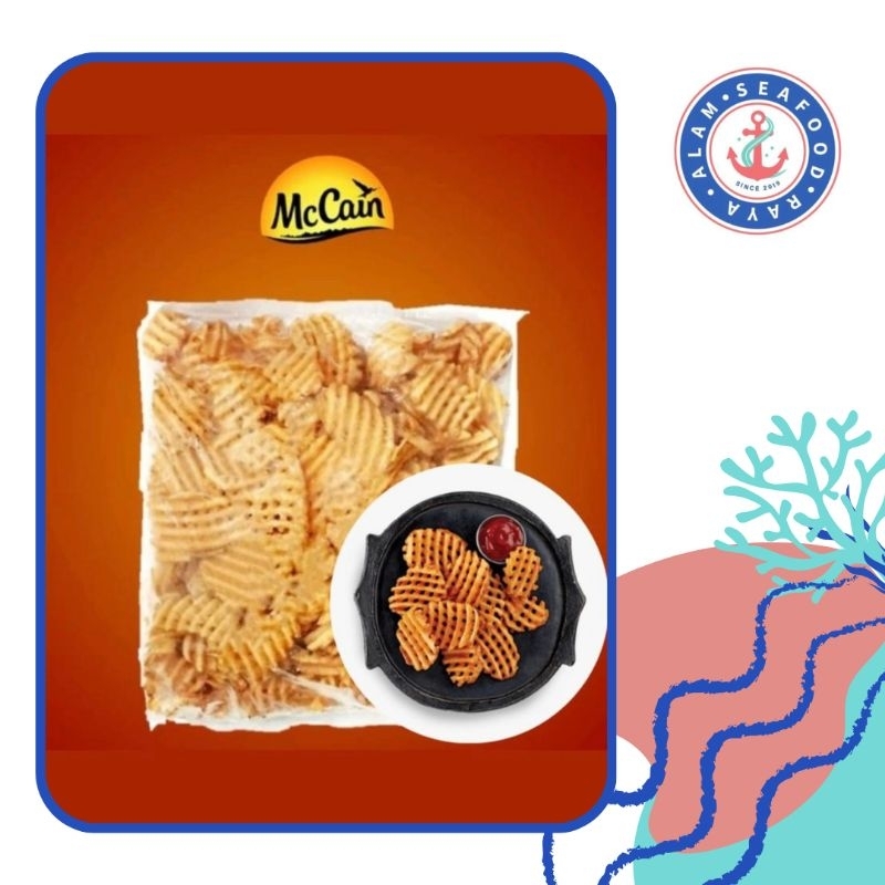 

McCain RedStone Canyon Skin-On Waffle Fries 2kg Kentang Goreng Beku French Fries Frozen Waffle Kentang Waffle