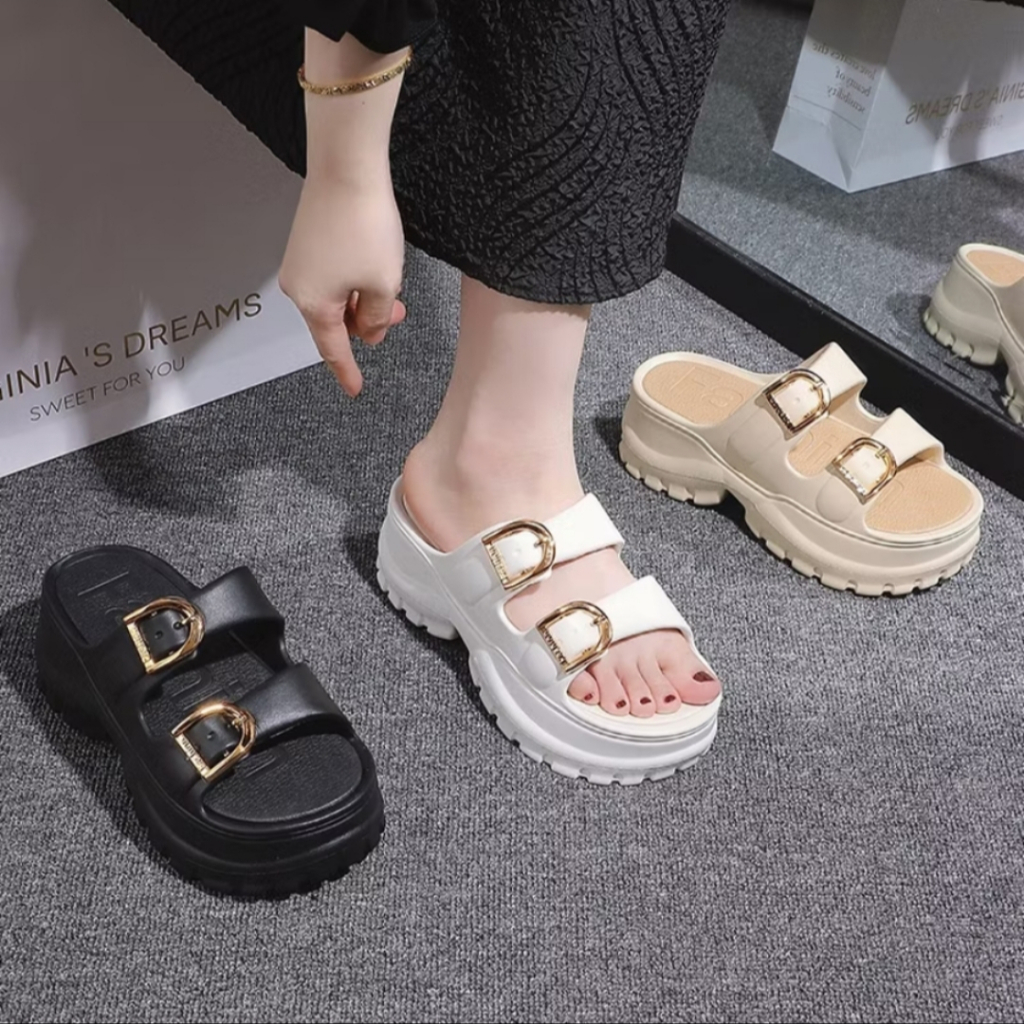 SANDAL WANITA DEWASA KOREA WEDGES TINGGI JELLY KEKINIAN