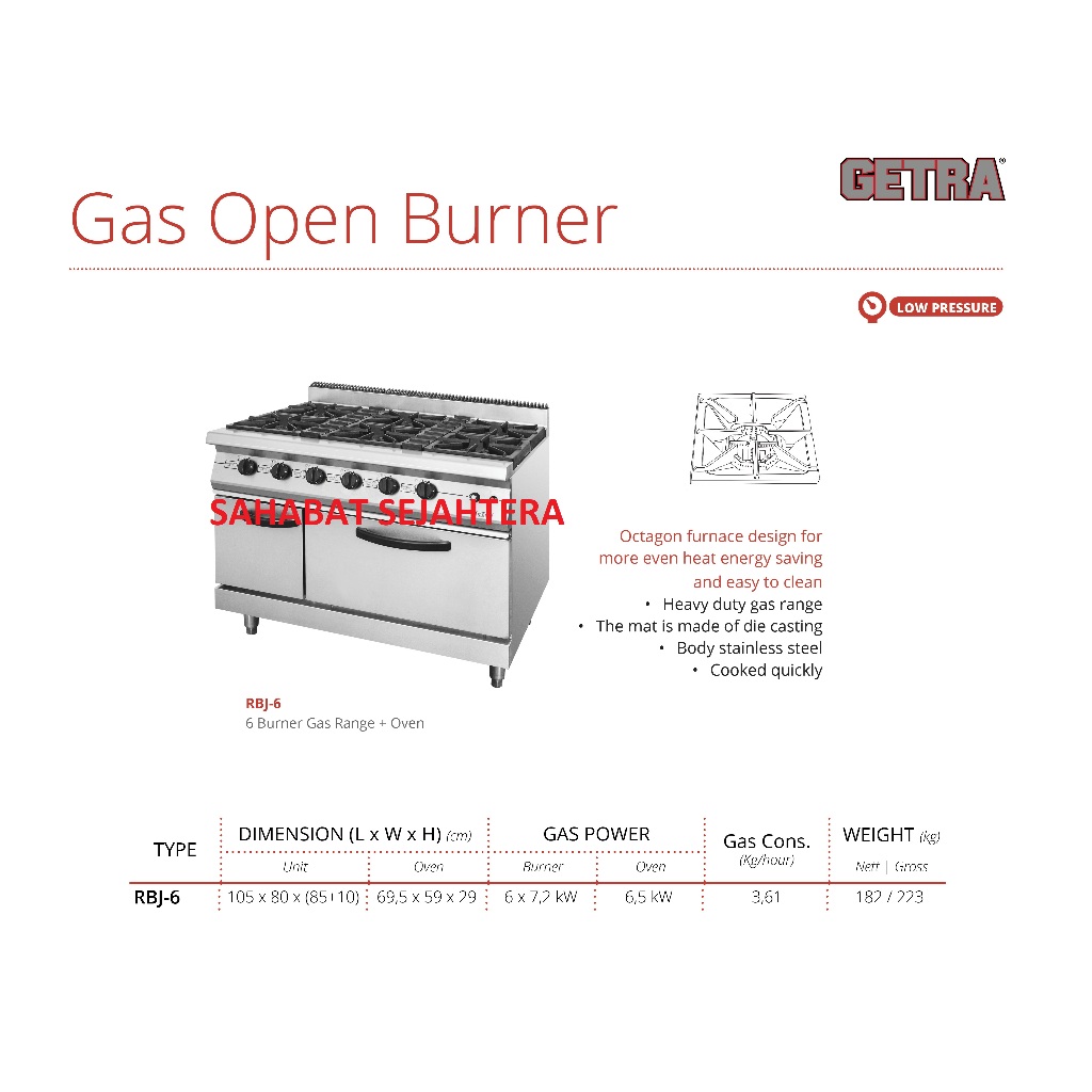 GETRA Gas Open Burner RBJ-6 Kompor