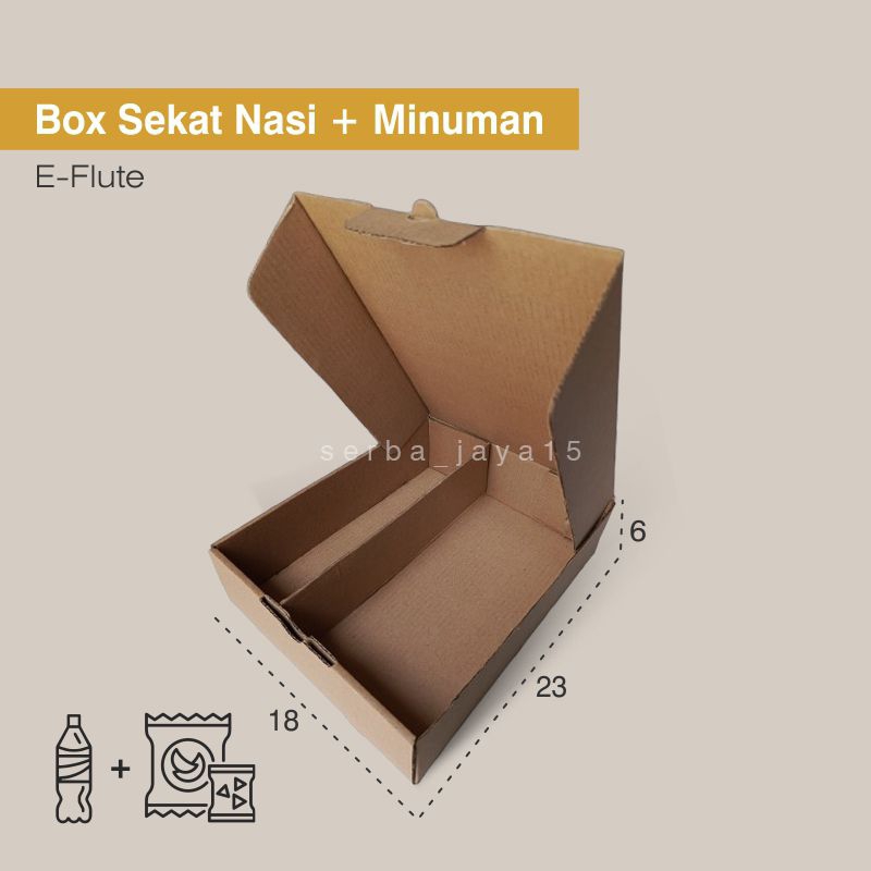 

Snack Box Sekat E-flute 23 x 18 x 6 cm / Kardus Sekat / Jajanan / Minuman