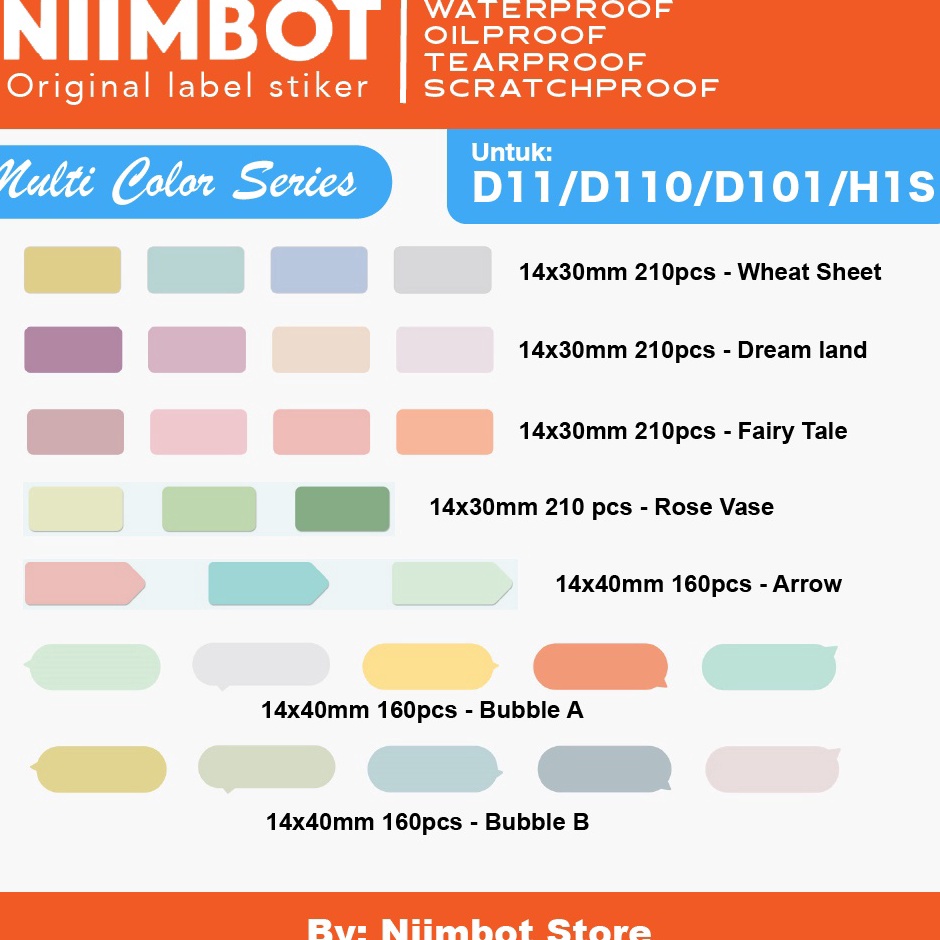 

KODE JKZQB Colored Thermal Label Printer Sticker Niimbot D11 D11 D11 H1S Refill Label Niimbot