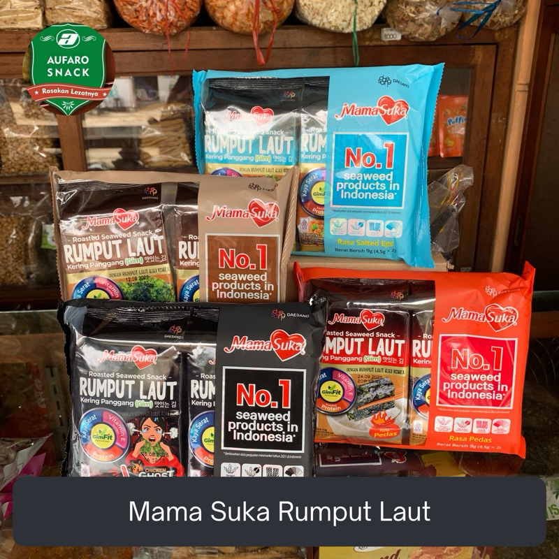 

MAMA SUKA RUMPUT LAUT KERING PANGGANG 9g(4,5gx2) ROASTED SEAWEED SNACK