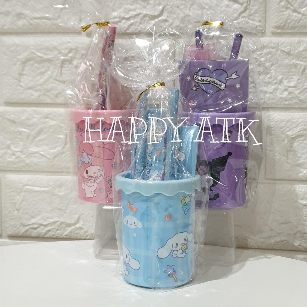 

STATIONARY GELAS + PENSIL SET GIFT ALAT TULIS SET PENGHAPUS PENGGARIS