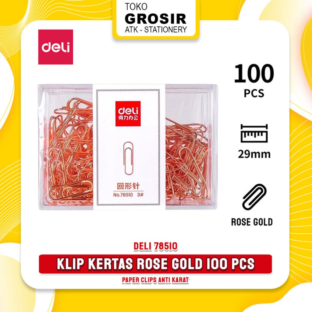 

Klip Kertas Rose Gold Edition / Paper Clips 29 mm 78510 Deli (isi 100pcs)