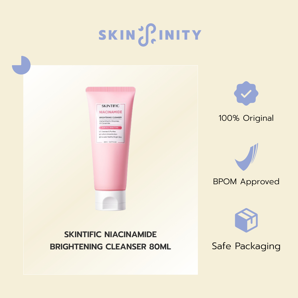 SKINTIFIC Niacinamide Brightening Cleanser 80ml | Facial Wash Cleanser Acnes Face Wash Sabun Cuci Mu