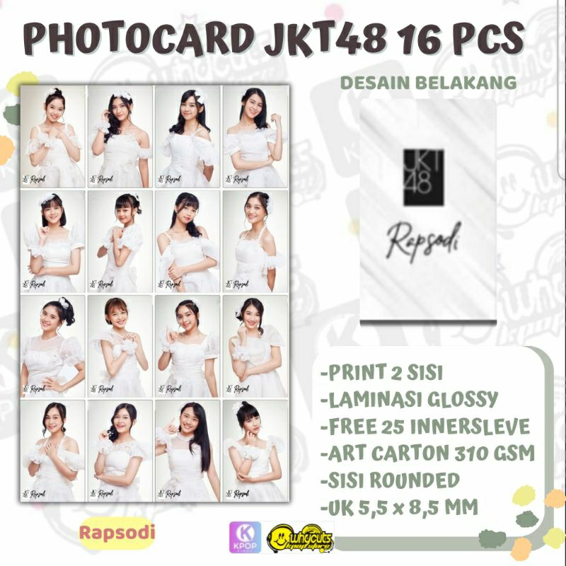 [16pcs] PHOTOCARD JKT48 NEW ERA RAPSODI PRINT 2 SISI LAMINASI GLOSSY TEBAL ANTI AIR TIDAK LUNTUR