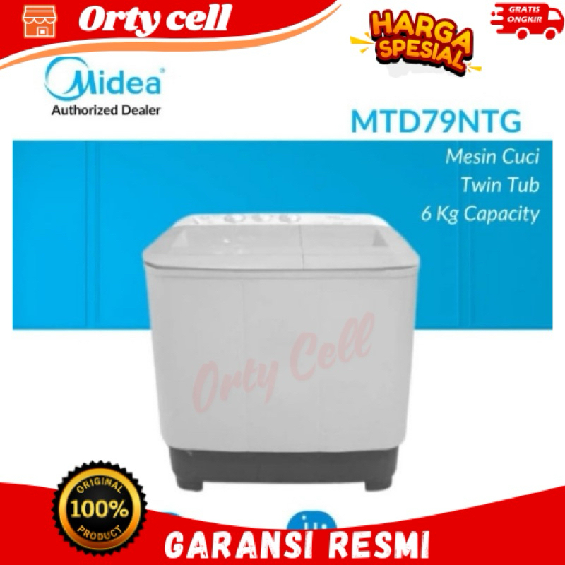 mesin cuci midea 2 tabung mtd 79 ntg garansi resmi 5+2 tahun Free ongkir bandar Lampung