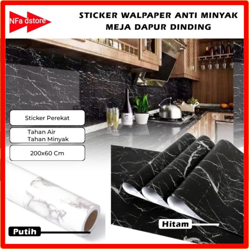 Sticker Wallpaper PVC Anti Minyak Tahan Air Meja Dapur Dinding