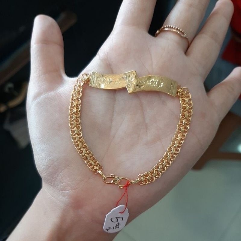 gelang plat ukir emas asli kadar 375