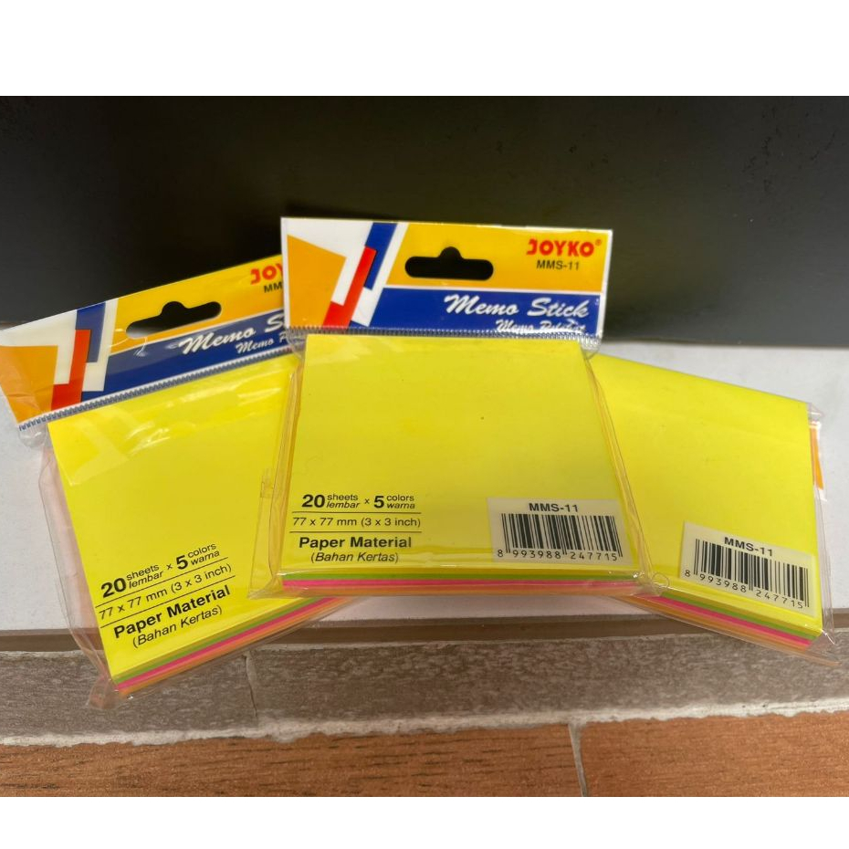 

{1box isi 12pcs} Memo Stick Kertas Joyko MMS-11 / Memo Tempel Sticky Note Warna - Per pack
