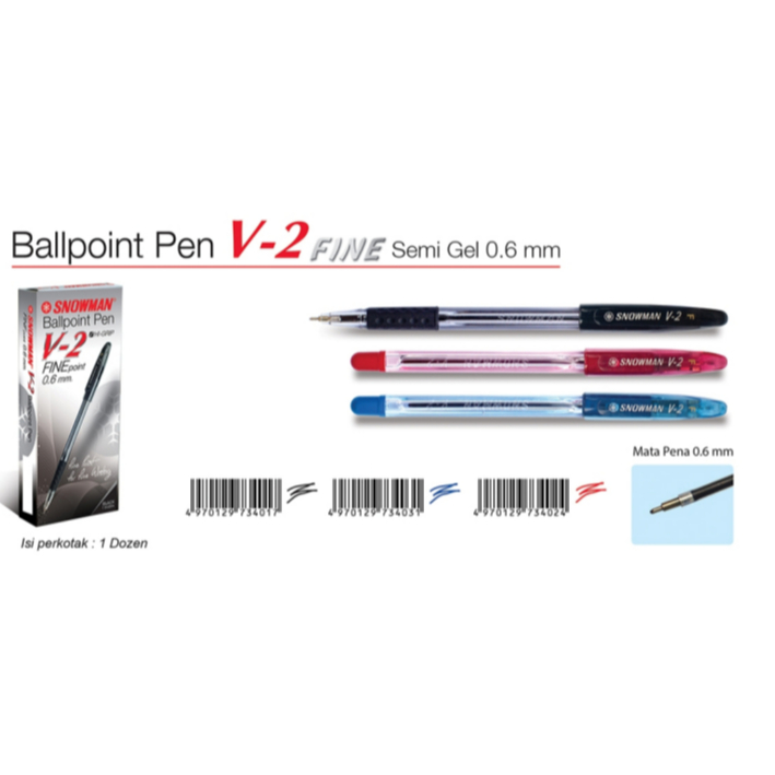 

Pulpen / Ballpoint Snowman V2 0.6 mm (Per Lusin)
