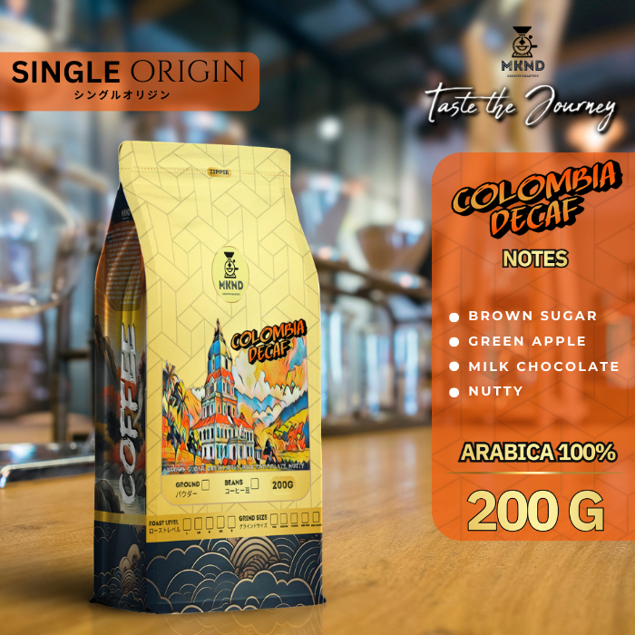 

KOPI ARABIKA COLOMBIA DECAF 200 GRAM | IMPORTED BEANS | MKND COFFEE