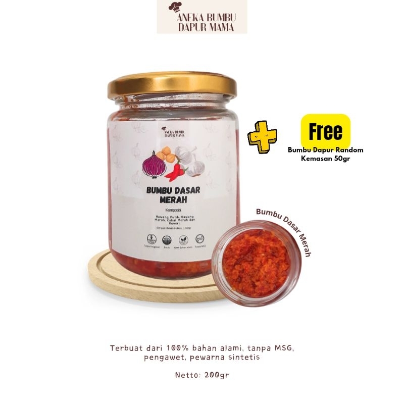 

bumbu dasar merah 200gr kemasan jar kaca free bumbu dapur random