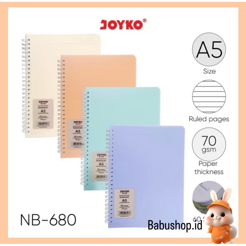 

BBS Buku Tulis Catatan / Diary / Notebook Bergaris Joyko A5 NB-680 Pastel